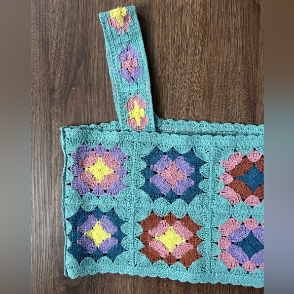 WITTY FOX Granny Square Crochet Crop Tank Top Boho Festival Indie Beach Y2K Sz S - Picture 8 of 12